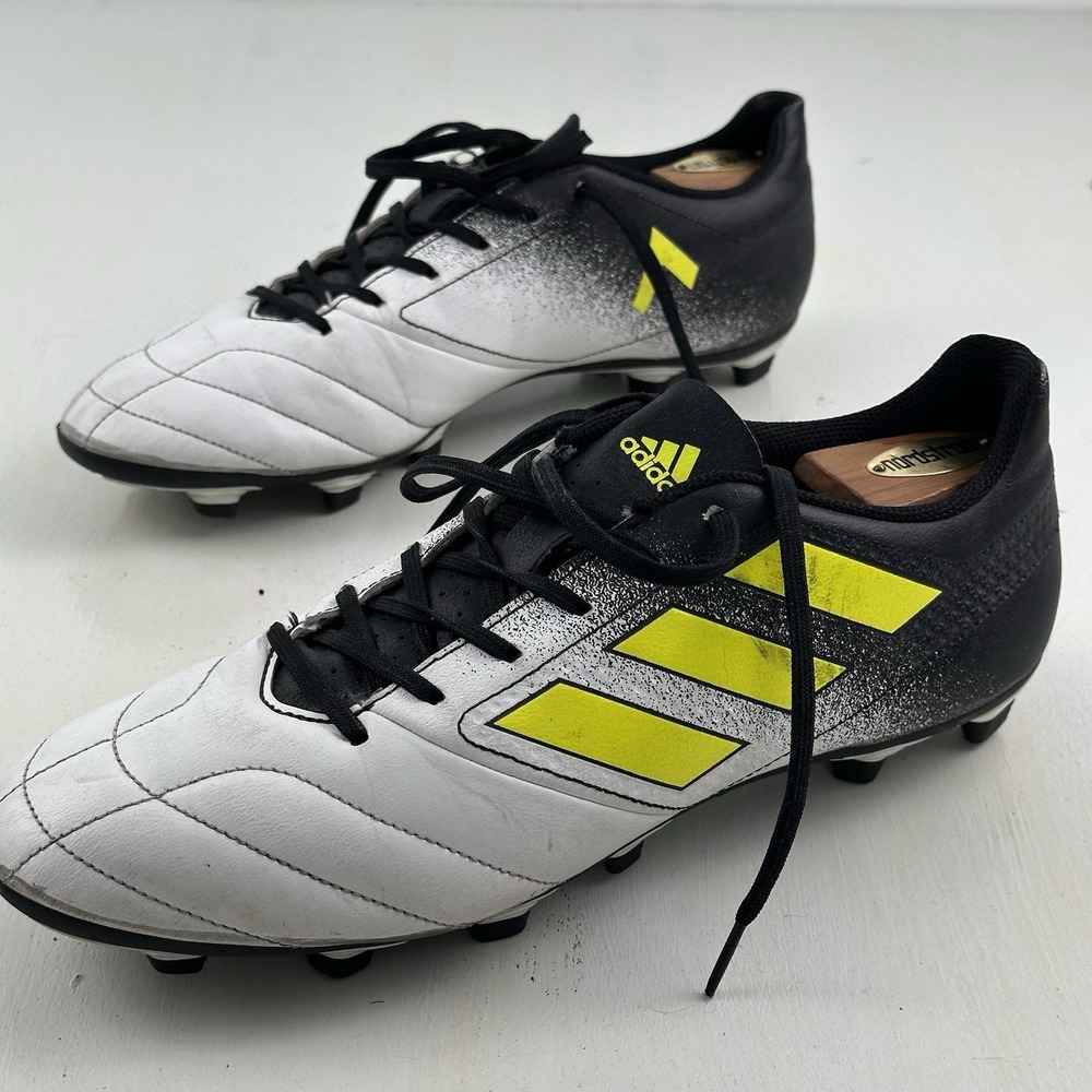 Adidas ACE 17.4 FxG Soccer Cleats Men Sz 12 White Yellow S77090 Shoes Leather